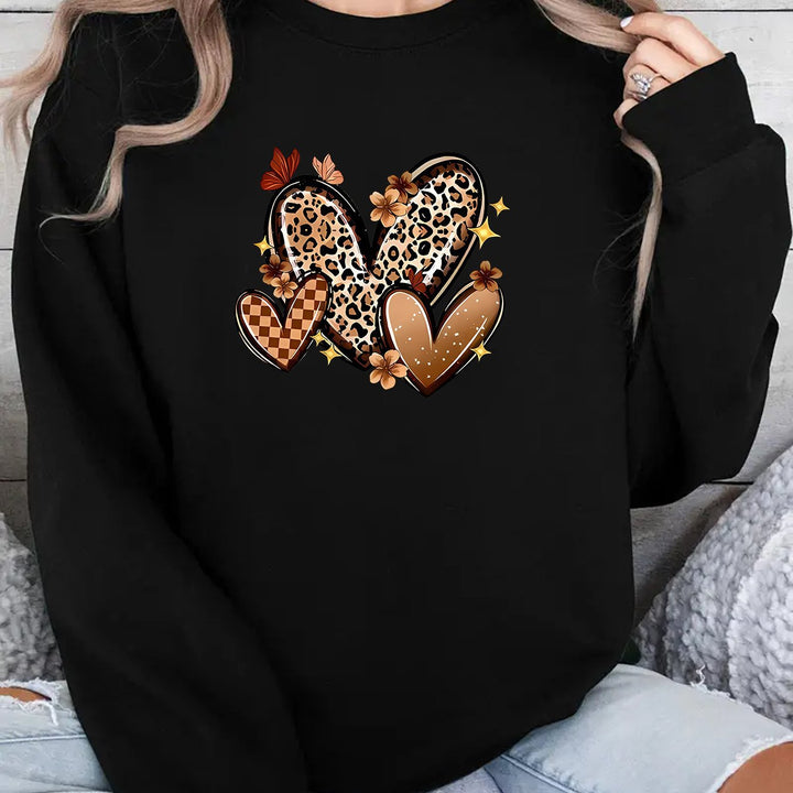 Sweatshirt pour femmes avec des motifs de cœur attrayants