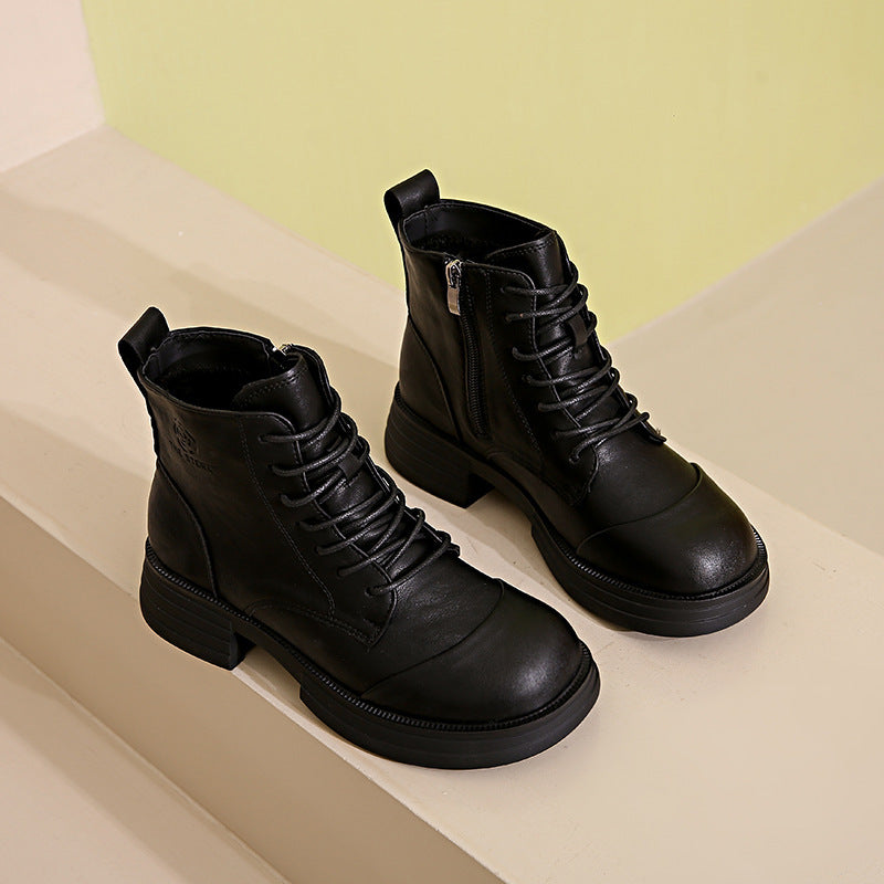 Bottines à lacets stylées pour femmes avec fermeture éclair et profil robuste