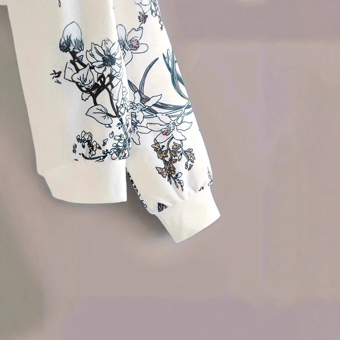 Sweatshirt pour femmes avec impression florale et coupe décontractée