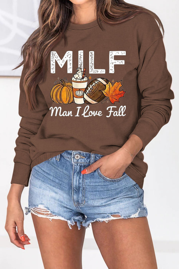 Sweat-shirt pour femmes avec motif automnal et inscription inspirante