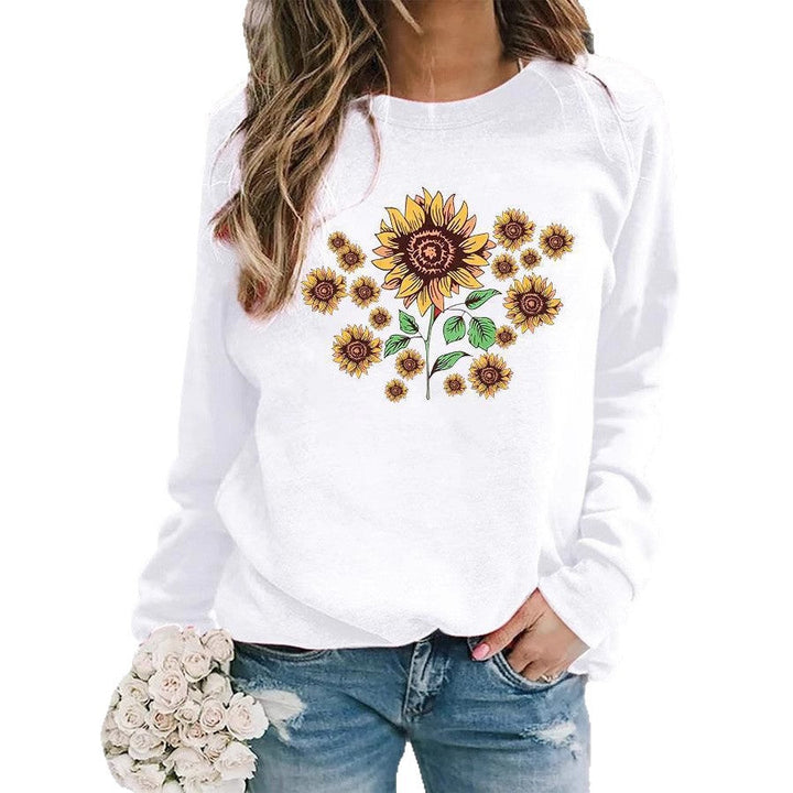 Sweatshirt pour femmes avec motif floral de tournesol et coupe confortable