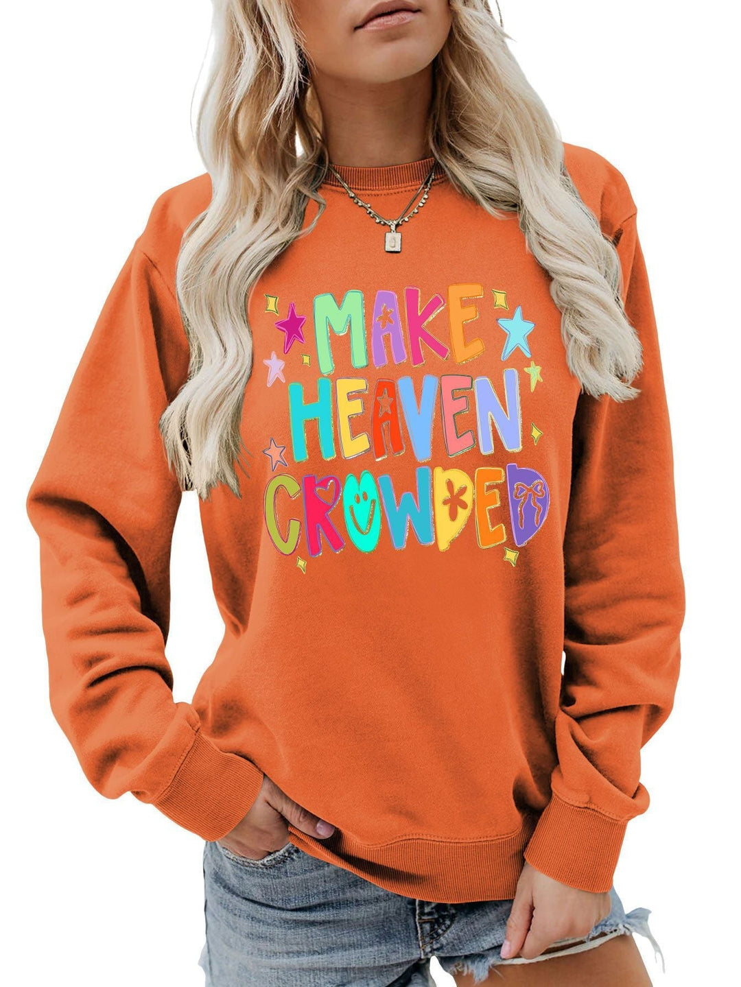 Sweatshirt pour femmes avec motif coloré et inscription ludique