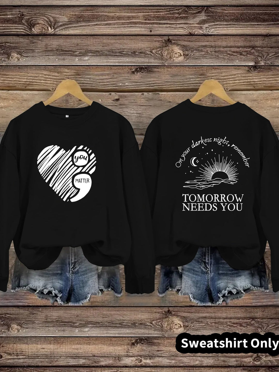 Sweat-shirt pour femmes avec impression inspirante et grand motif en cœur