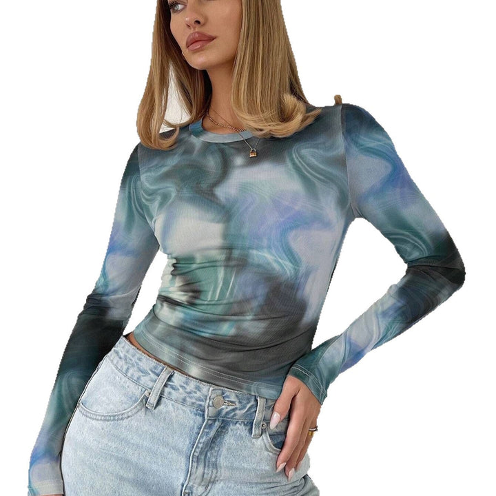 T-shirt à manches longues pour femmes avec un design abstrait moderne
