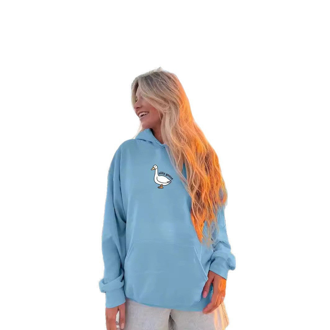 Sweat à capuche pour femmes avec un motif de canard créatif et intérieur en molleton doux