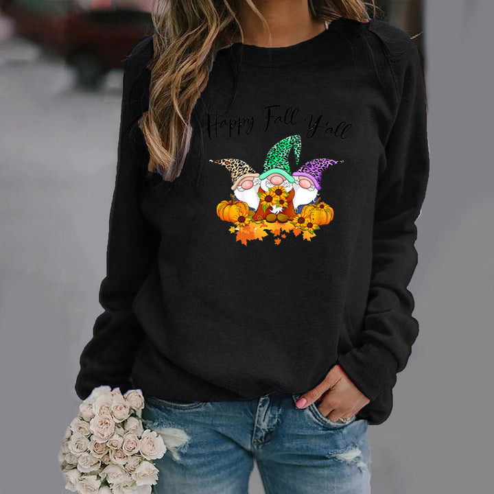 Sweatshirt pour femmes avec motif d'automne et coupe confortable