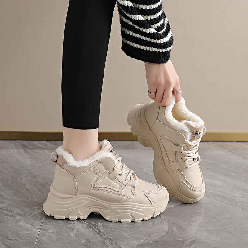 Baskets montantes d'hiver pour femmes avec doublure en polaire douce