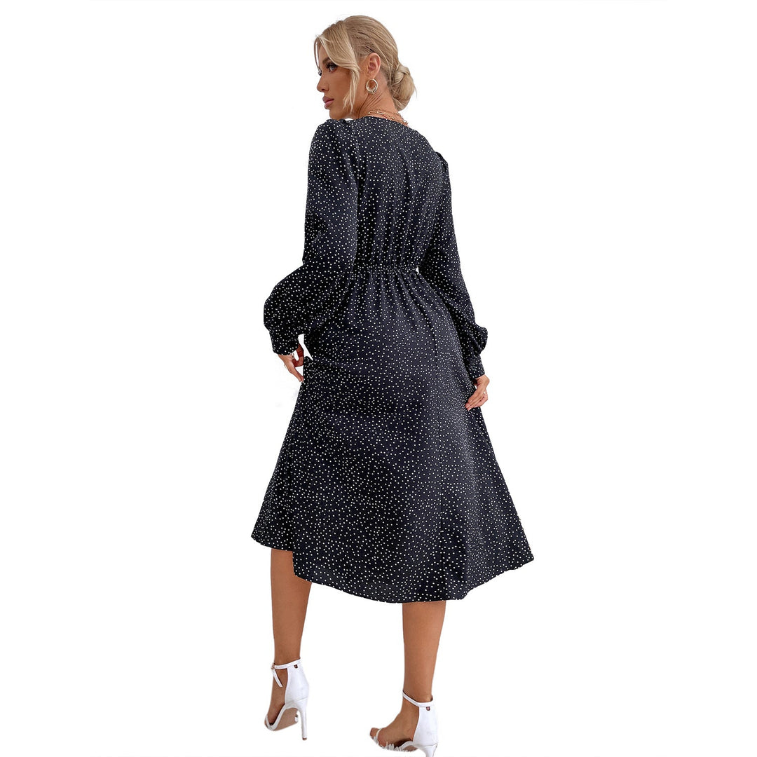 Robe maxi élégante pour femmes avec décolleté en V et manches volumineuses
