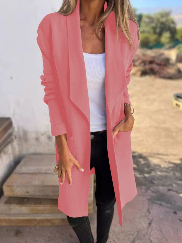 Manteau oversized décontracté pour femmes avec poches et col ouvert