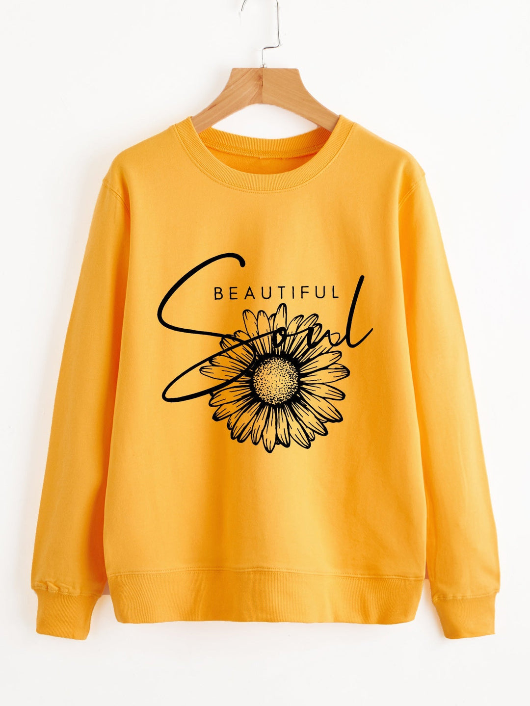 Sweat-shirt femme avec motif floral et inscription inspirante