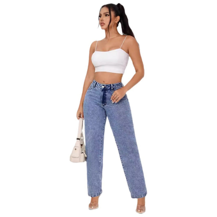 Jeans taille haute pour femmes avec jambe évasée