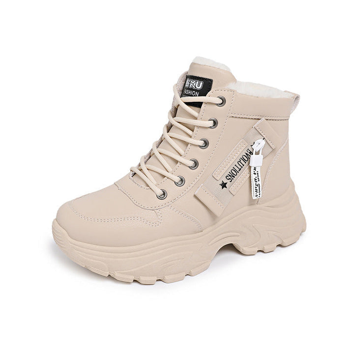 Baskets montantes à la mode pour femmes avec fermeture éclair tendance et doublure intérieure confortable