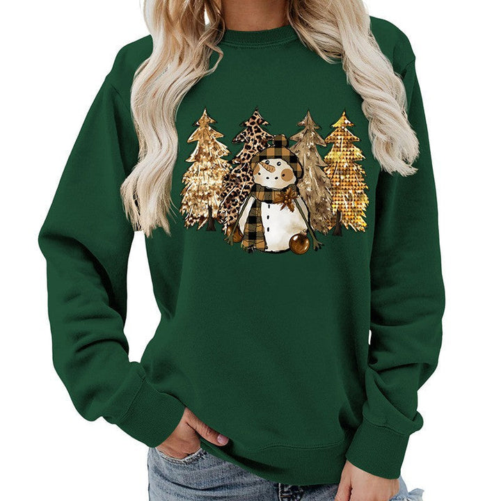 Sweat-shirt pour femmes avec design créatif de bonhomme de neige et doublure douce