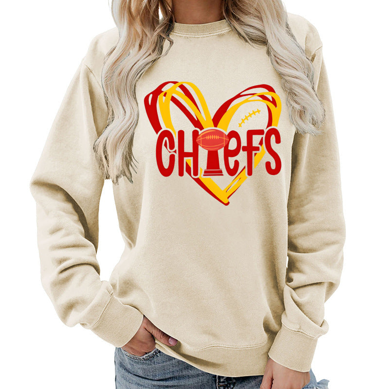 Sweatshirt pour femmes avec motif en cœur et graphiques sportifs créatifs