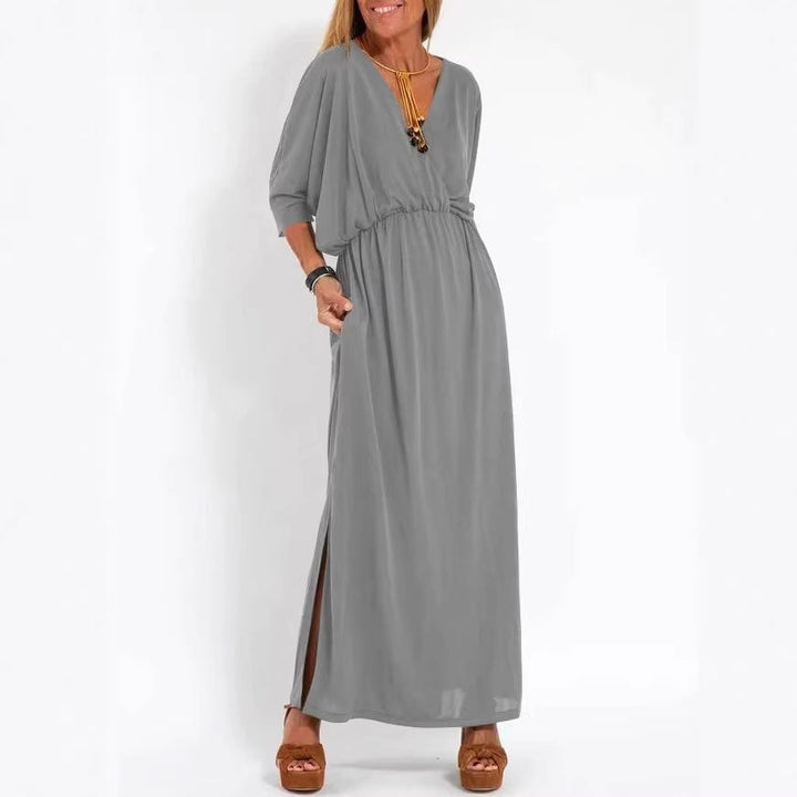 Robe maxi élégante pour femmes avec fente latérale et taille élastique