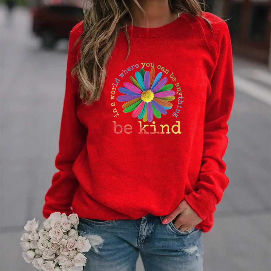 Sweatshirt pour femmes avec un design floral coloré et motivant et un intérieur doux