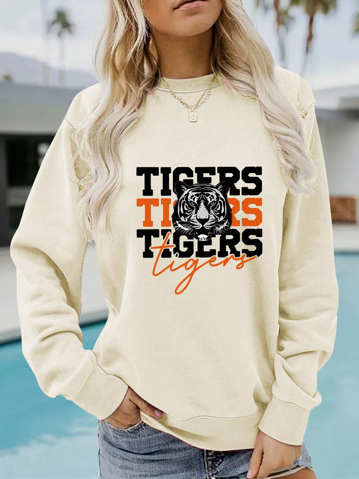 Sweatshirt pour femmes avec design animaliste de tigre et coupe décontractée