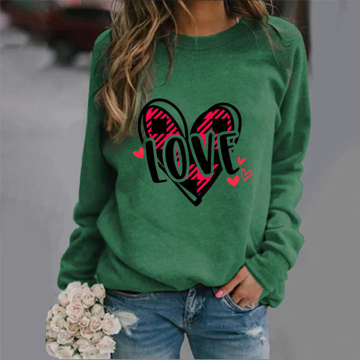 Sweatshirt femme avec design de cœur créatif et coupe décontractée