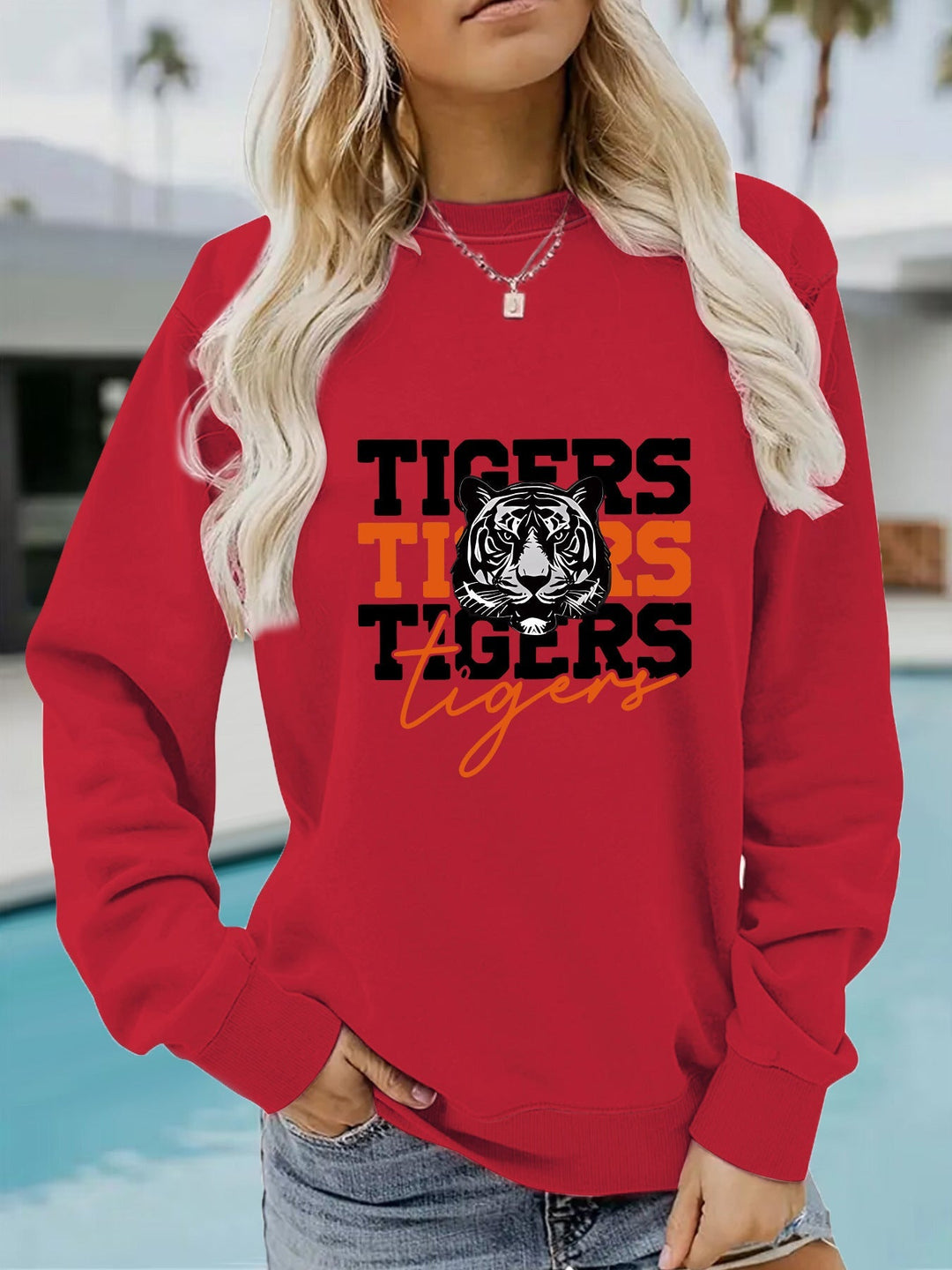Sweatshirt pour femmes avec design animaliste de tigre et coupe décontractée