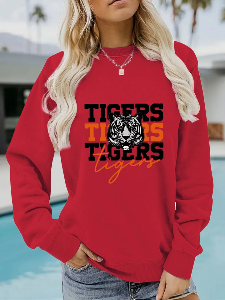 Sweatshirt pour femmes avec design animaliste de tigre et coupe décontractée