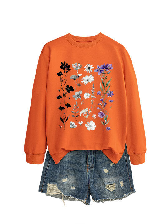 Sweat-shirt pour femmes avec design graphique floral et doublure douce