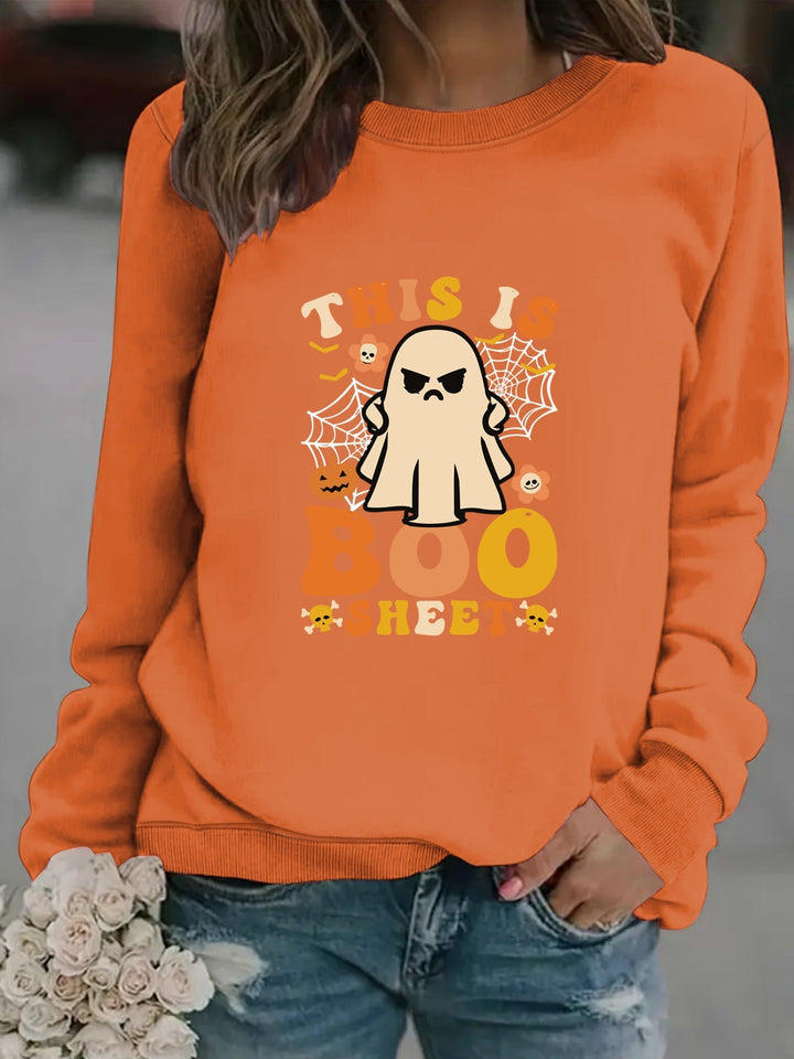 Sweatshirt pour femmes avec impression de fantôme automnal et coupe décontractée