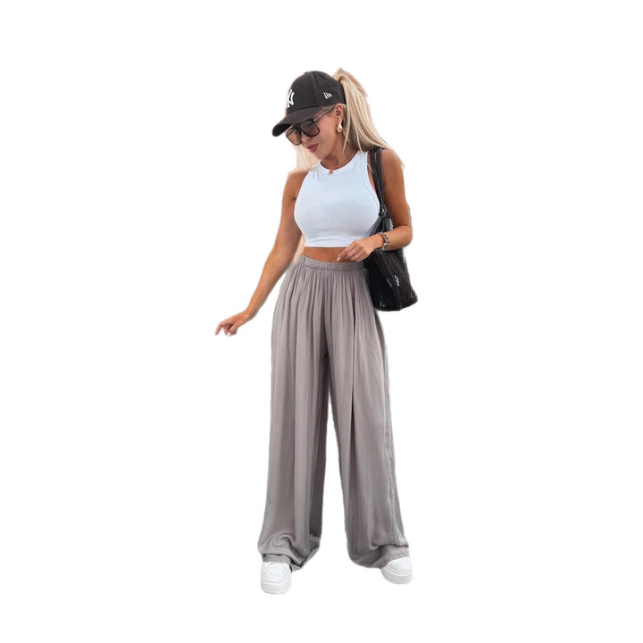 Pantalon Palazzo aérien pour femmes avec taille élastique et coupe ample