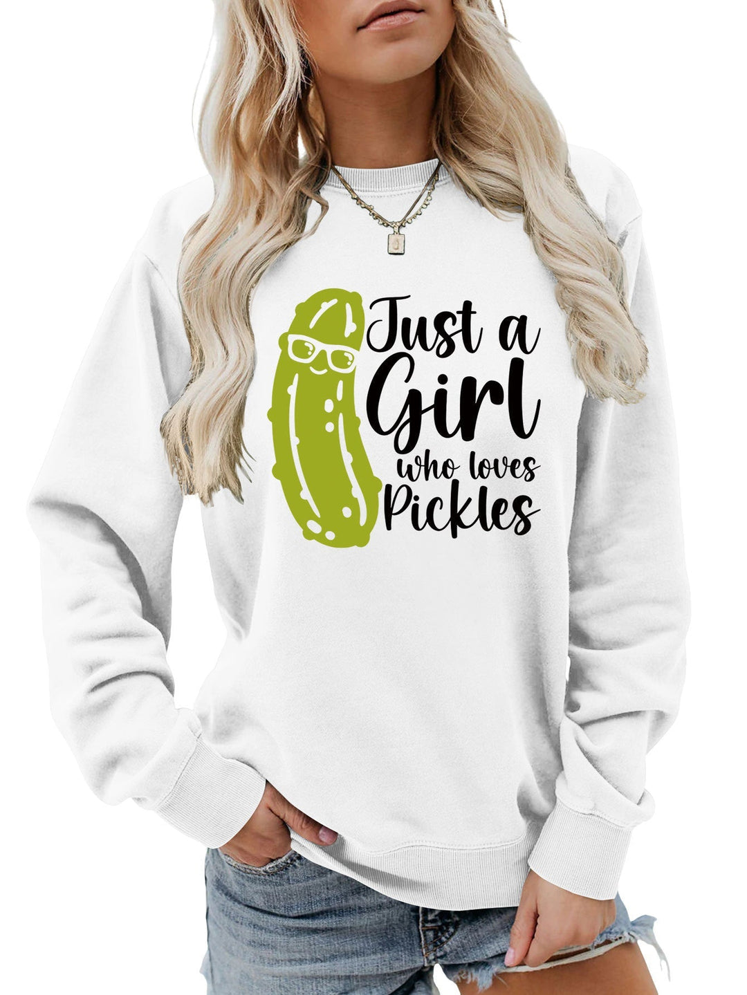 Sweatshirt pour femmes avec un motif de concombre humoristique et une coupe décontractée