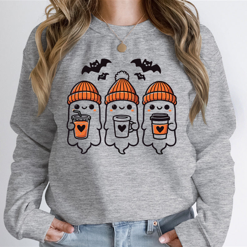 Sweatshirt pour femmes avec un design de fantômes joyeux et une coupe confortable