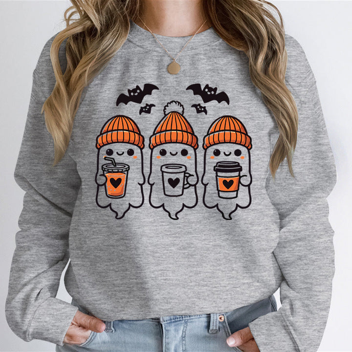 Sweatshirt pour femmes avec un design de fantômes joyeux et une coupe confortable