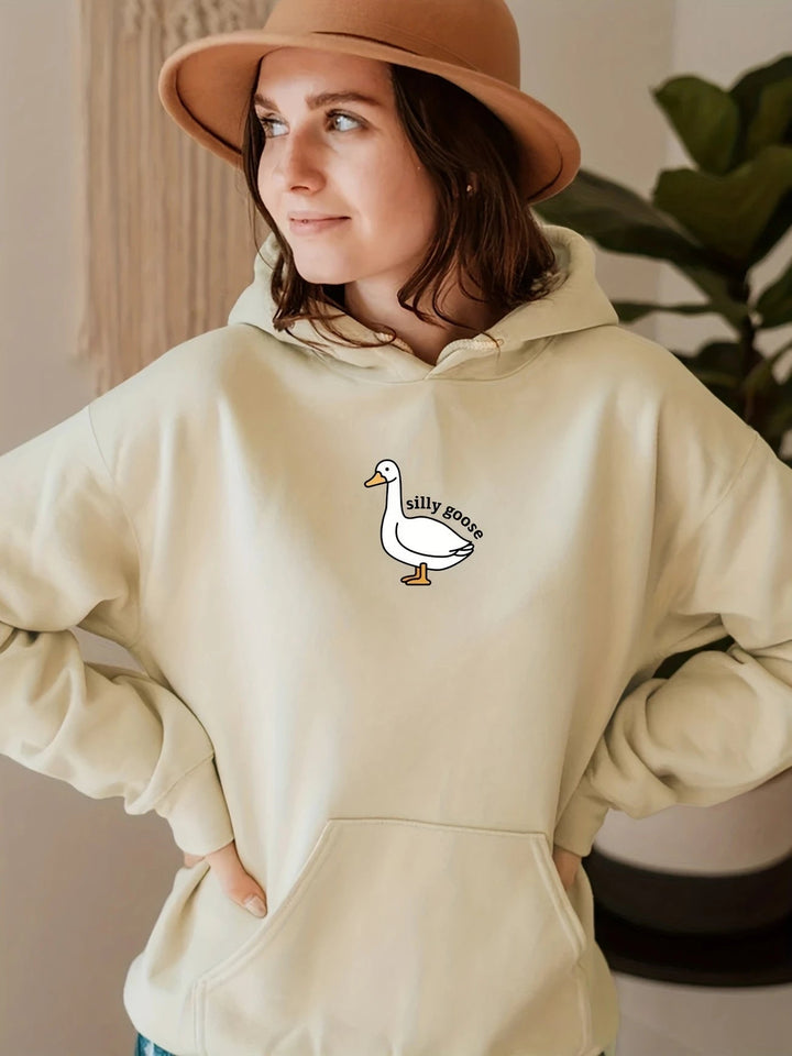 Sweat à capuche pour femmes avec un motif de canard créatif et intérieur en molleton doux