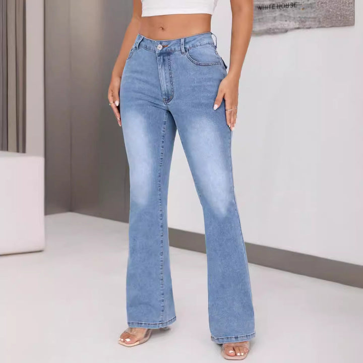 Jean bootcut pour femmes avec taille haute et design original