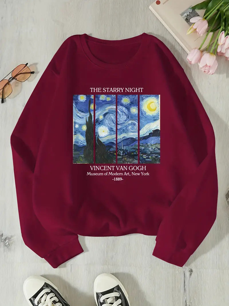 Sweatshirt pour femmes avec un motif artistique classique de Van Gogh