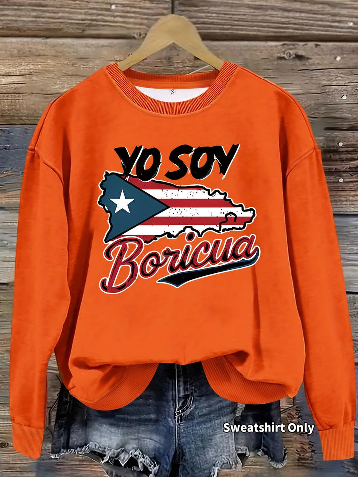 Sweat-shirt pour femmes avec design créatif de Porto Rico et coupe décontractée