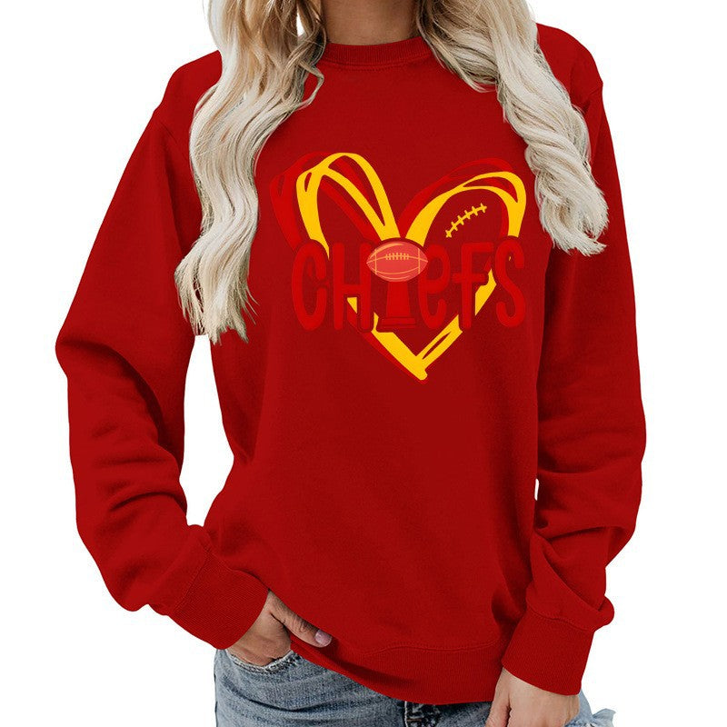 Sweatshirt pour femmes avec motif en cœur et graphiques sportifs créatifs
