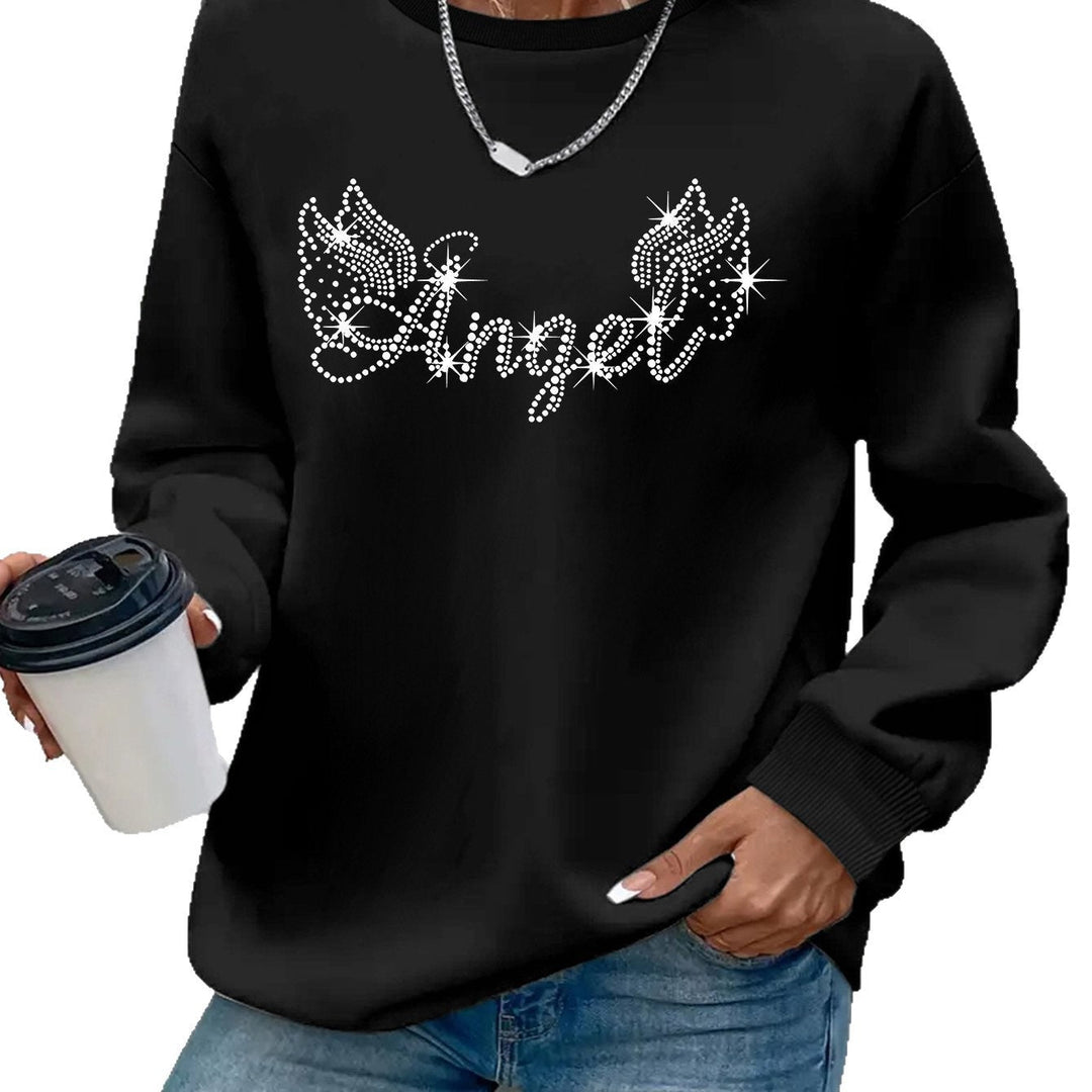 Sweatshirt femme avec impression scintillante et coupe décontractée