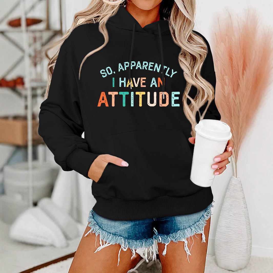 Sweat à capuche pour femmes avec inscription créative et coupe décontractée