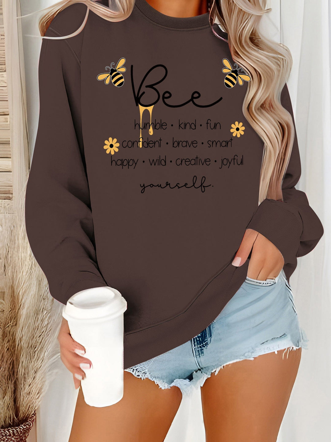 Sweat-shirt pour femmes avec un motif de abeille inspirant et des affirmations positives