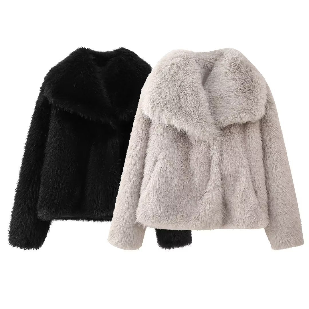 Manteau en fausse fourrure luxueux pour femmes - Élégant, Oversize, Raffiné
