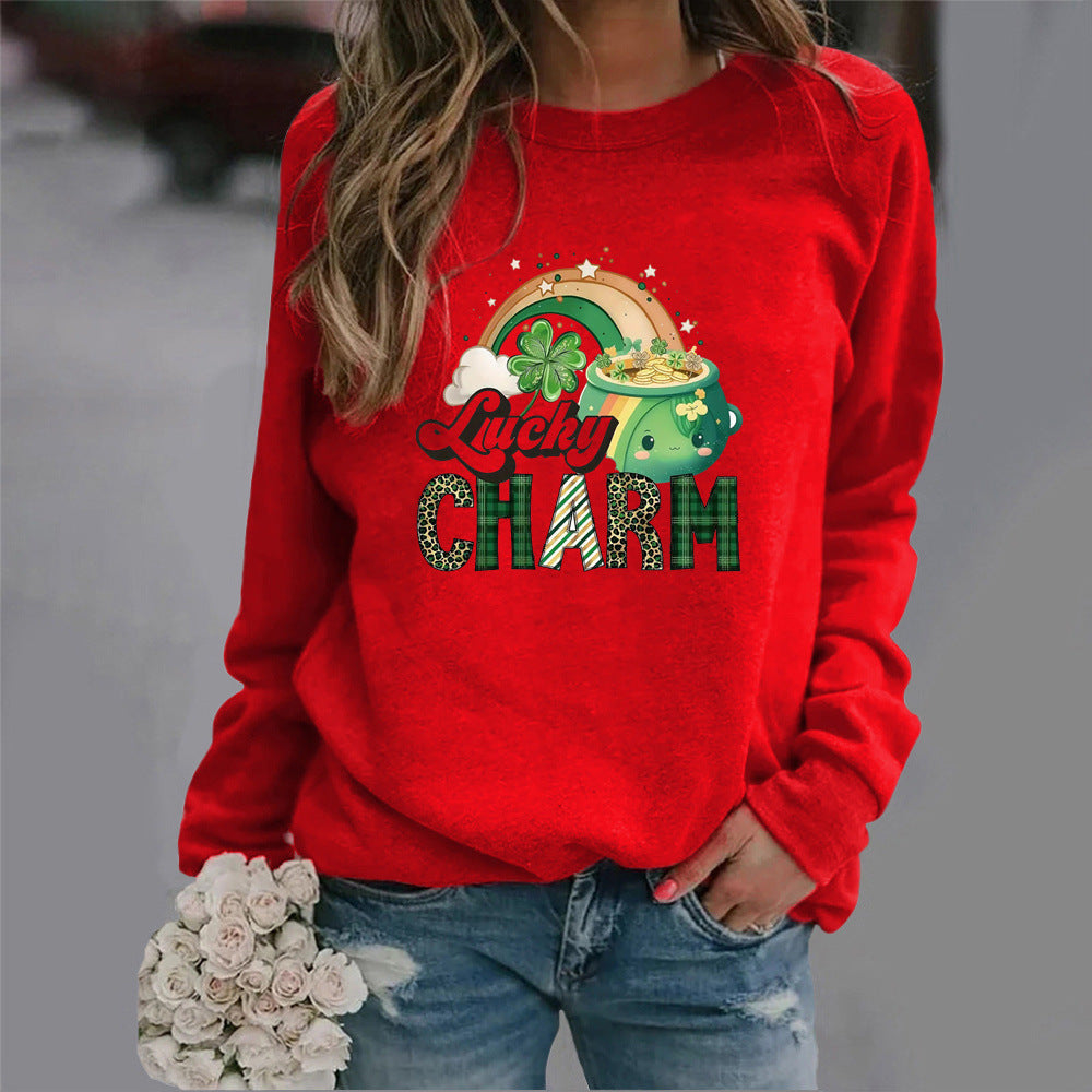 Sweatshirt pour femmes avec motif de chance créatif