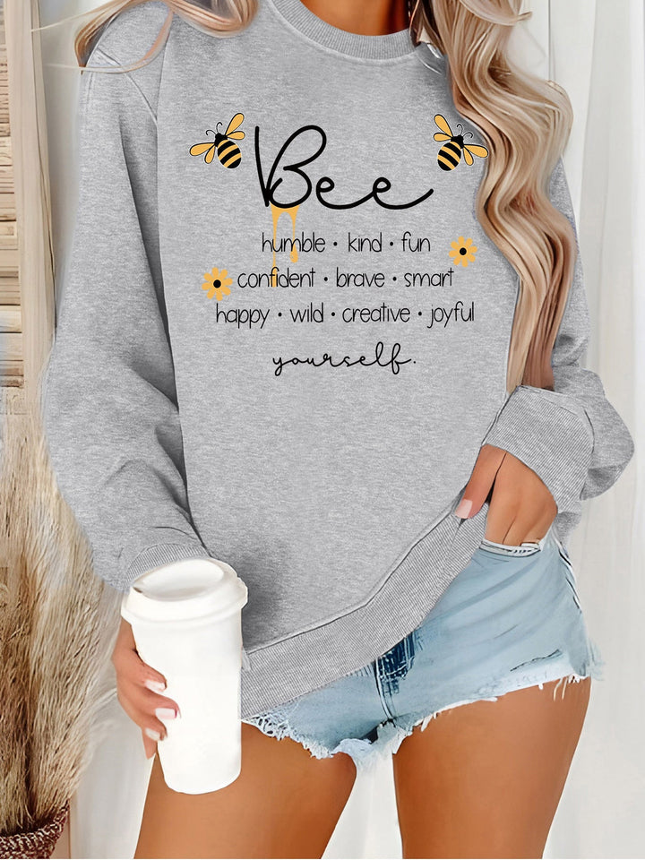 Sweat-shirt pour femmes avec un motif de abeille inspirant et des affirmations positives