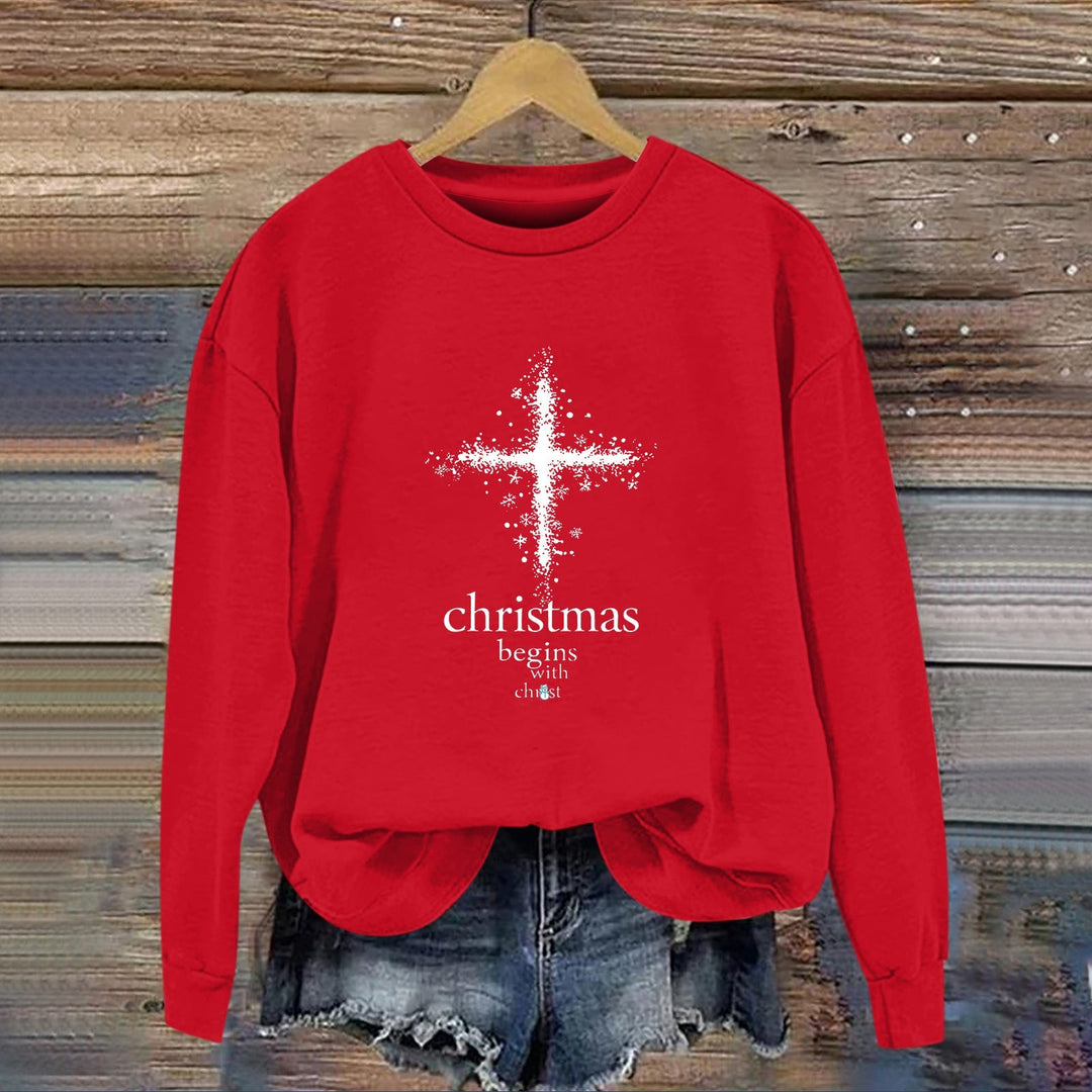 Sweatshirt pour femmes avec motif chrétien et intérieur doux