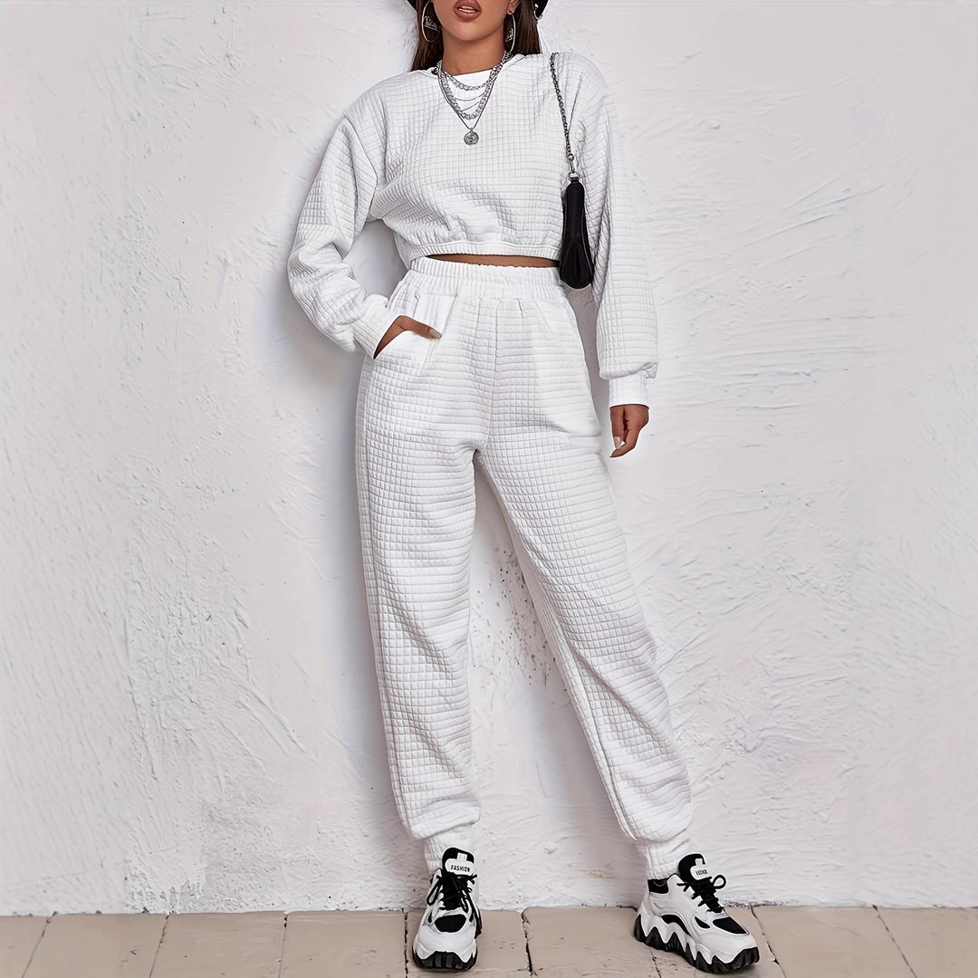 Ensemble de loisirs pour femmes avec design matelassé et taille élastique