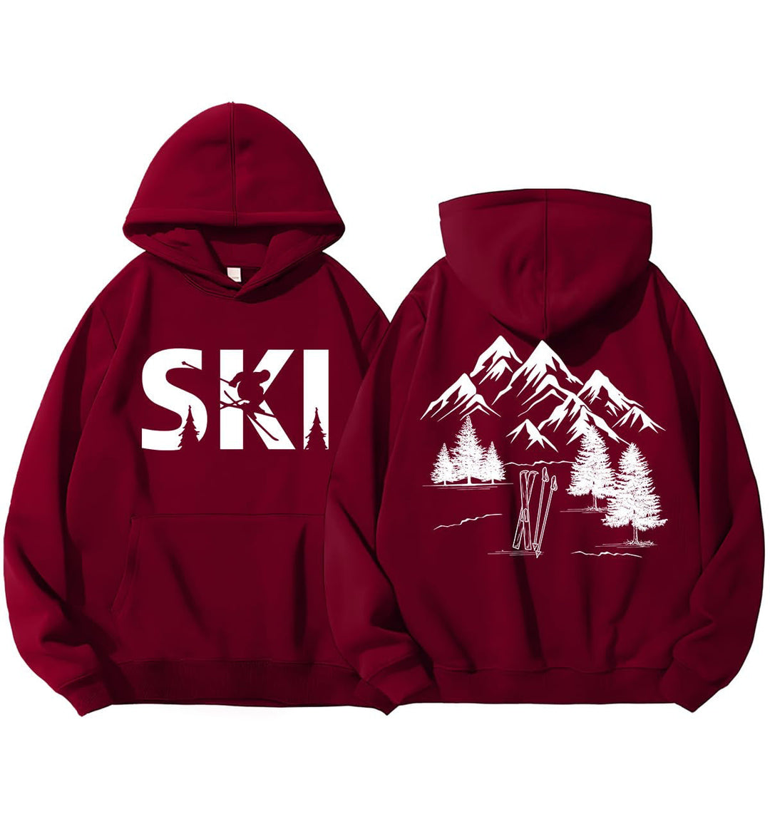 Sweat à capuche pour femmes avec un design artistique de ski et une coupe confortable
