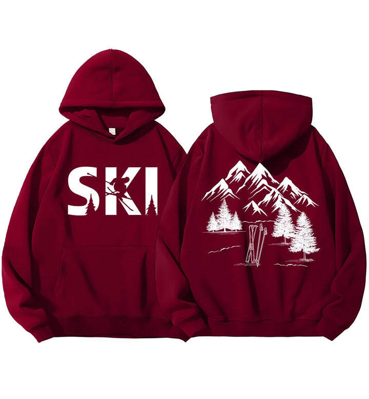 Sweat à capuche pour femmes avec un design artistique de ski et une coupe confortable