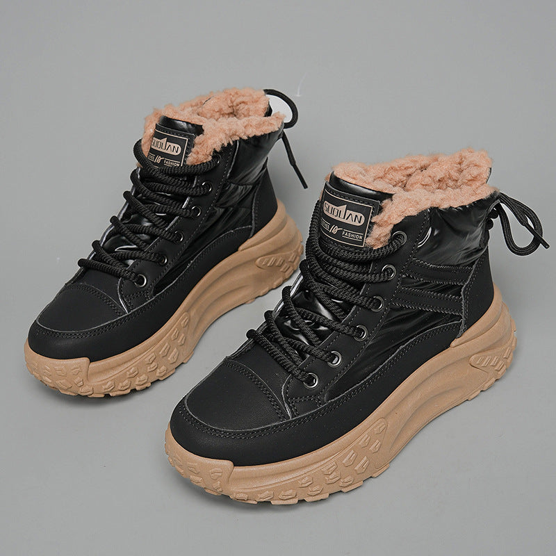 Baskets montantes d'hiver pour femmes avec doublure douillette et semelle antidérapante