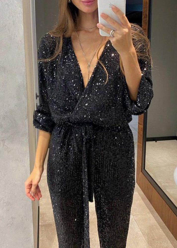 Rachel - Combinaison Paillettes en Mélange de Soie