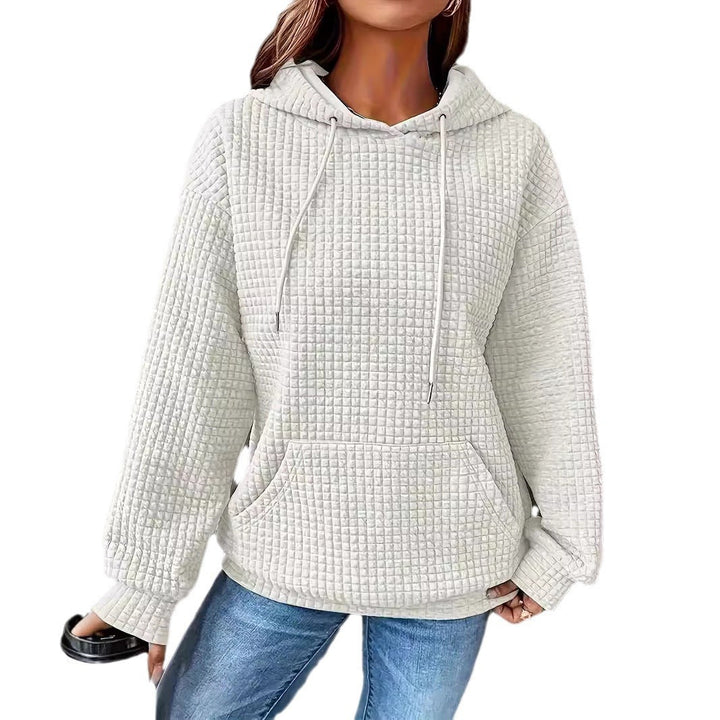 Sweat à capuche pour femmes en motif gaufré structuré avec poches latérales