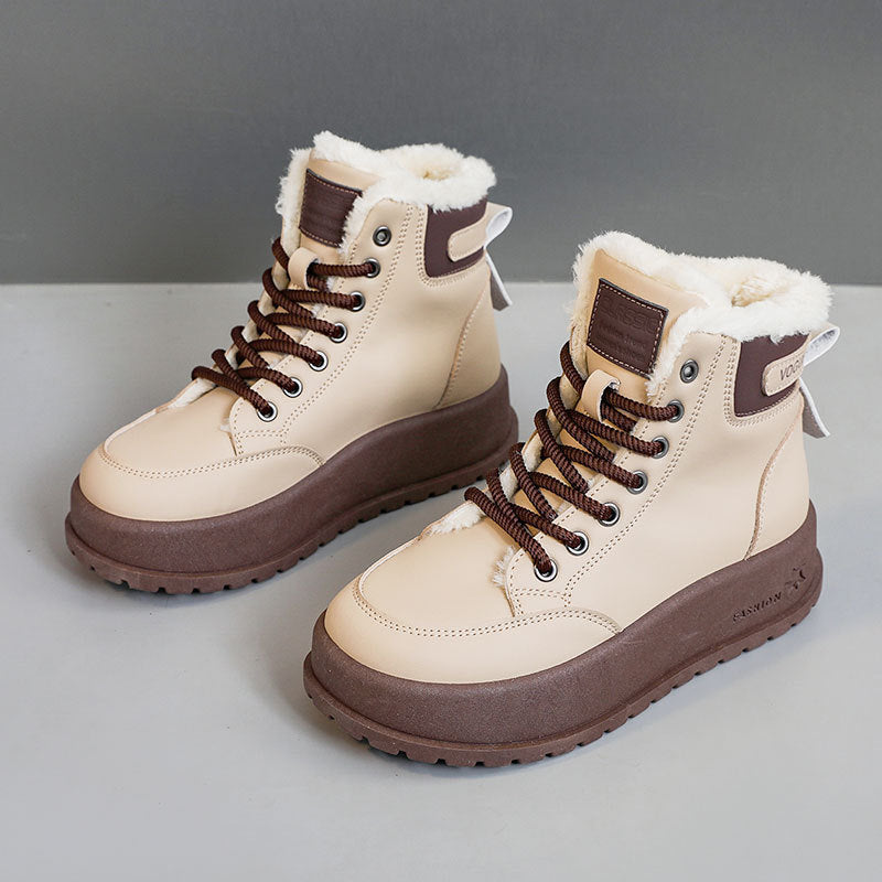 Bottes d'hiver pour femmes avec doublure en polaire douillette et semelle antidérapante