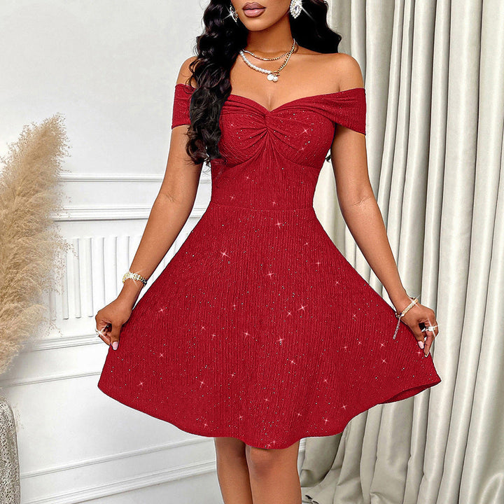 Liora - Robe mini sans épaules brillante